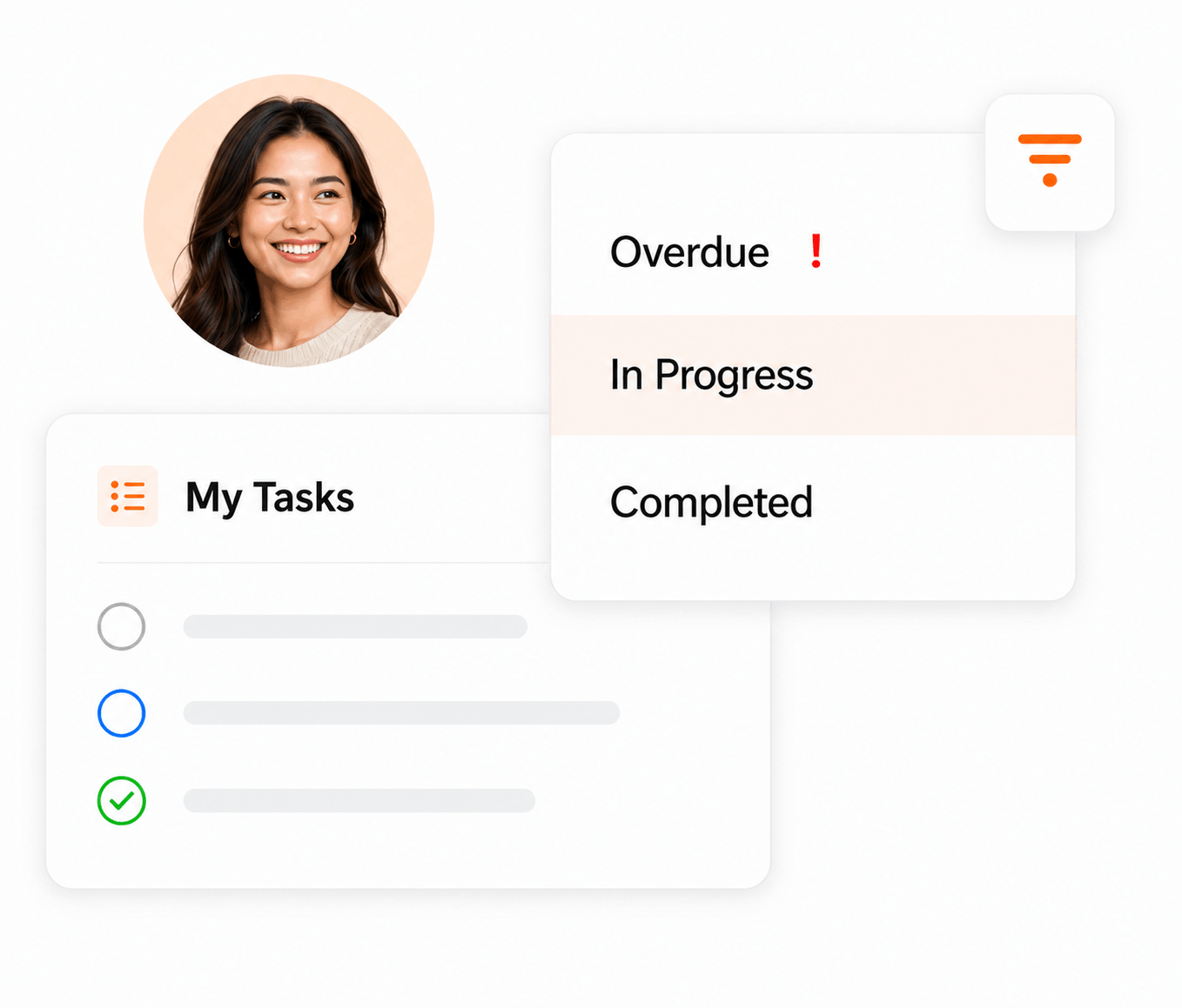 What Is Task Management? Definition, Process & Best Tools 1 KolApp task management interface showing My Tasks, overdue, in progress, and completed work