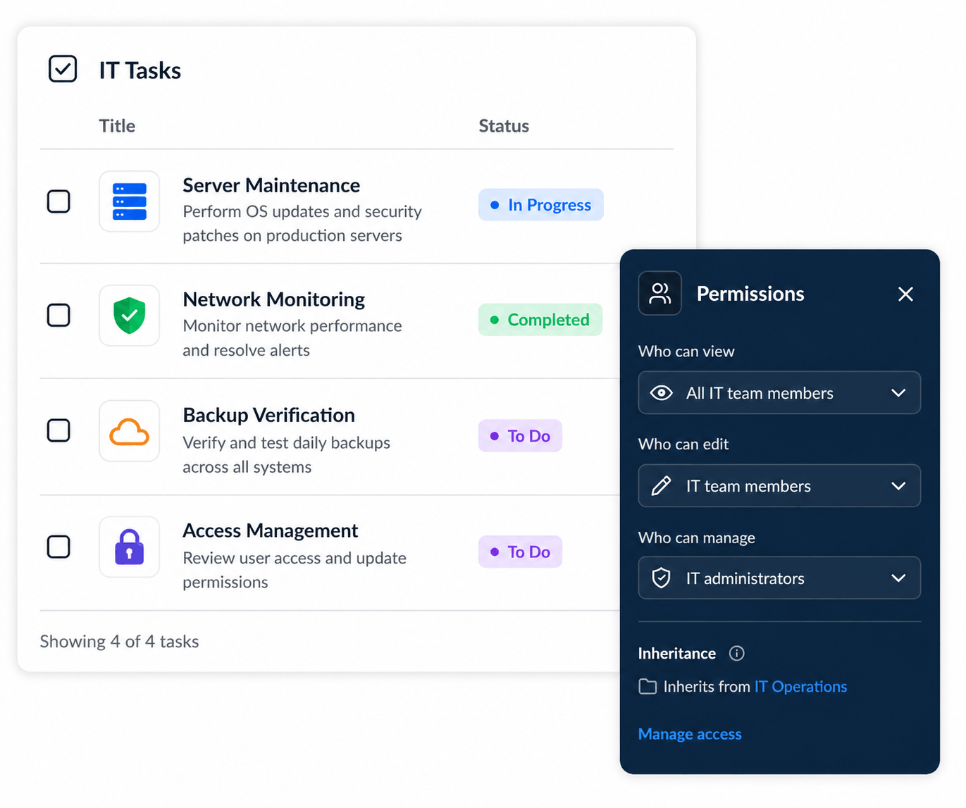IT and software project dashboard
