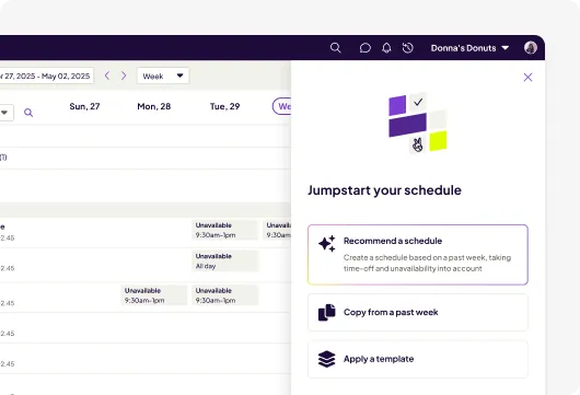 Homebase restaurant employee scheduling interface
